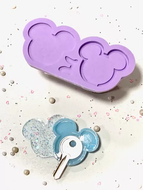 R210 Molde de silicone porta chave ratinhos chaveiro resina