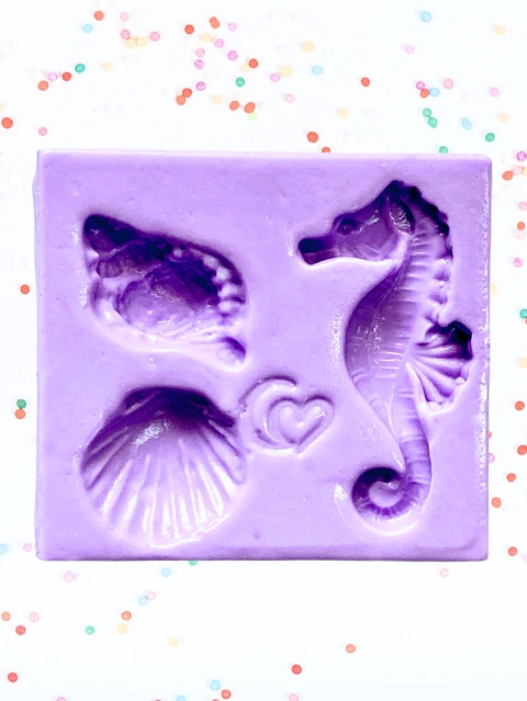 F1655 MOLDE DE SILICONE FUNDO DO MAR CONFEITARIA BISCUIT