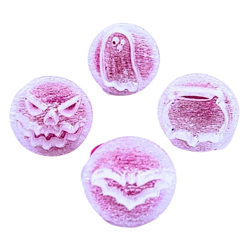 MB39 Kit com 4 marcadores de brigadeiro em acrílico Halloween confeitaria biscuit sabonete
