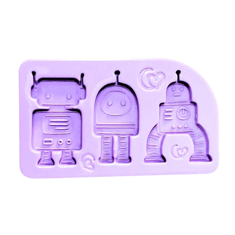 F1821 MOLDE DE SILICONE ROBÔS CONFEITARIA BISCUIT