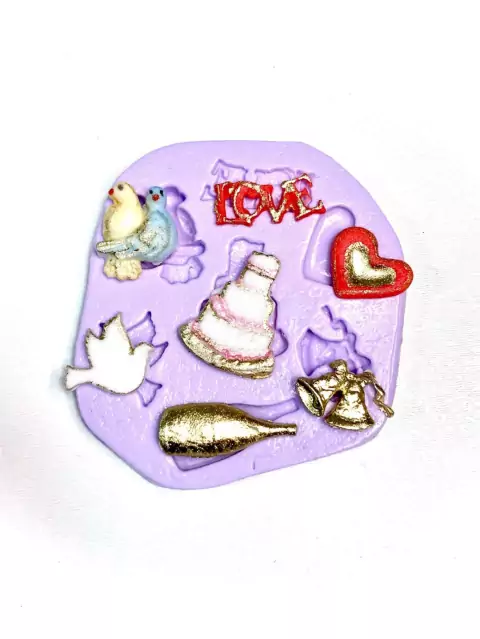 F1079 MOLDE DE SILICONE NAMORADOS CASAMENTO NOIVOS CONFEITARIA BISCUIT