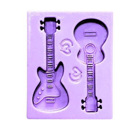 F1809 MOLDE DE SILICONE VIOLÃO GUITARRA CONFEITARIA BISCUIT