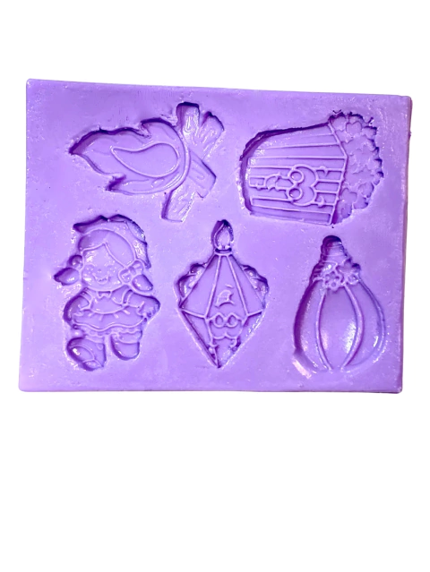 F1473 MOLDE DE SILICONE FESTA JUNINA CAIPIRA FOGUEIRA BALÃO PIPOCA CONFEITARIA BISCUIT