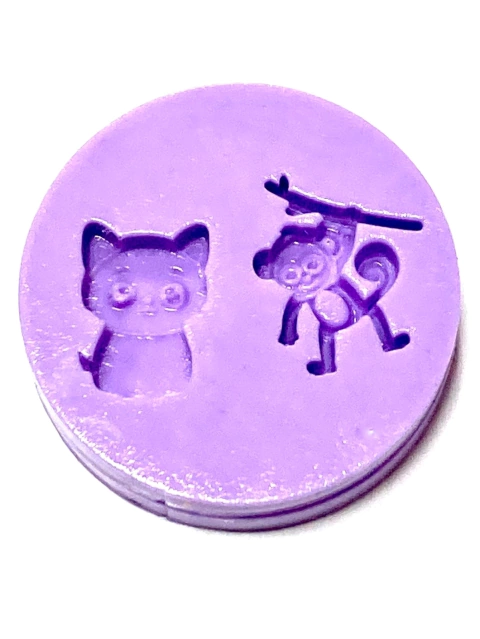 F1517 MINI MOLDE DE SILICONE TIGRE E MACACO CONFEITARIA BISCUIT