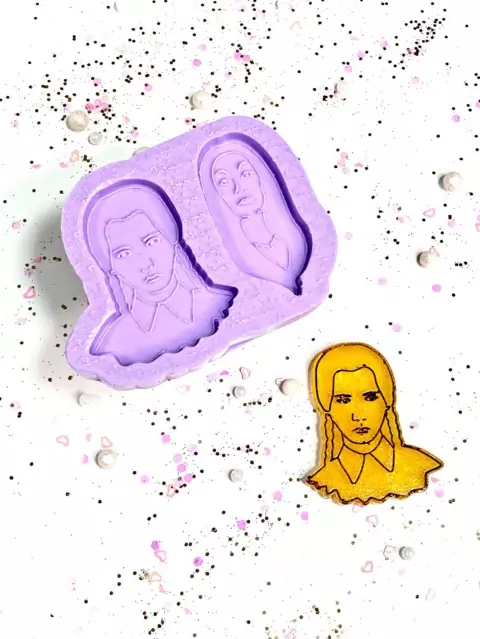 R354 molde de silicone wandinha e mortícia resina decorar