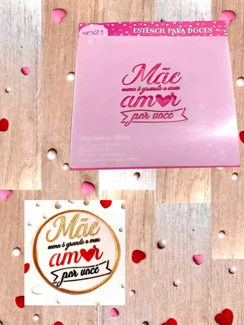 SM21 Estêncil dia das mães para confeitaria e artesanato.
