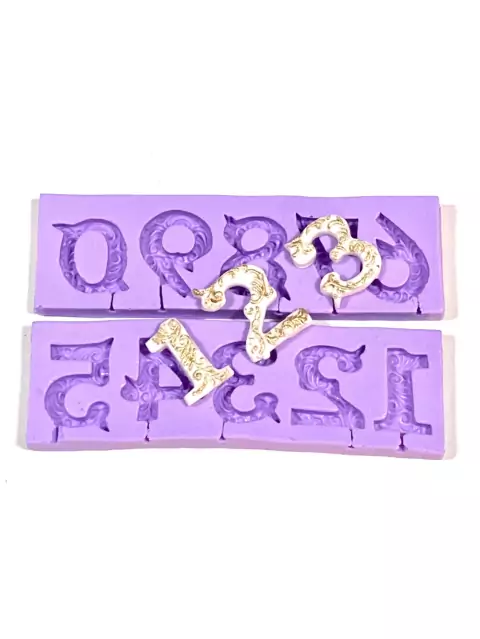 F391 MOLDE DE SILICONE NÚMEROS PIRULITO CONFEITARIA BISCUIT