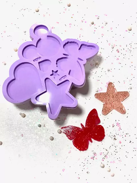 R225 Molde de silicone coração ratinho estrela borboleta resina