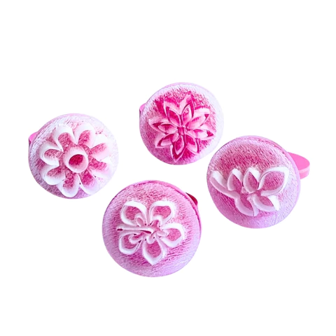 MB16 Kit com 4 marcadores de brigadeiro em acrílico Floral confeitaria biscuit sabonete