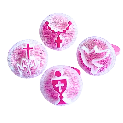 MB12 Kit com 4 marcadores de brigadeiro em acrílico Religioso confeitaria biscuit sabonete