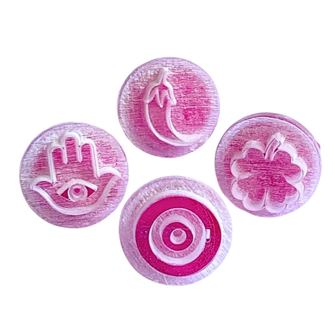 MB35 Kit com 4 marcadores de brigadeiro em acrílico Mau Olhado confeitaria biscuit sabonete