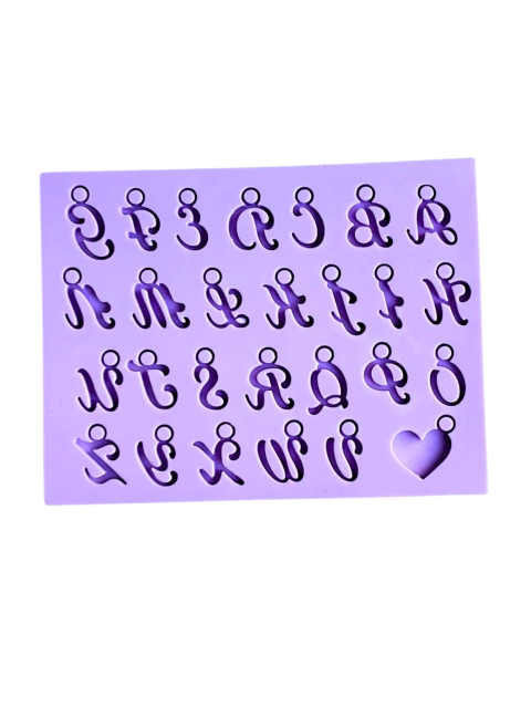 R735 Molde de silicone Pingentes Alfabeto resina decorar