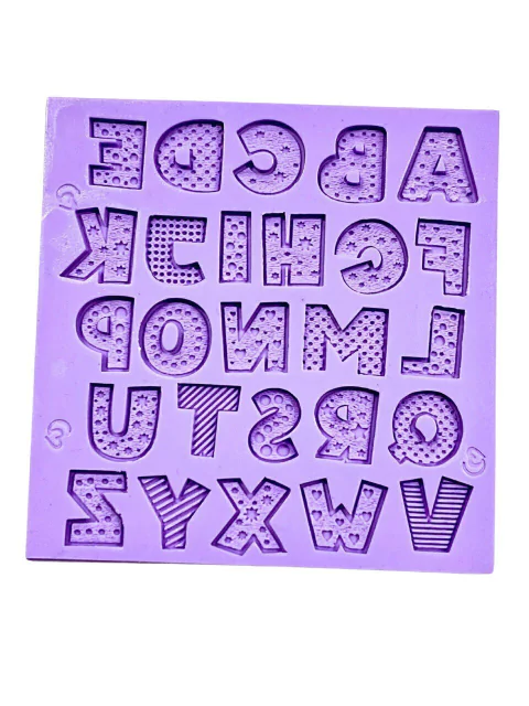 F1621 MOLDE DE SILICONE ALFABETO CONFEITARIA BISCUIT