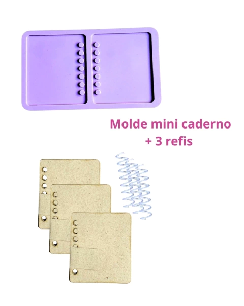 KCD3 Molde de silicone mini caderno Arredondado + 3 refis de mini caderno resina decorar