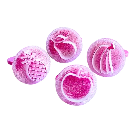 MB9 Kit com 4 marcadores de brigadeiro em acrílico Frutas confeitaria biscuit sabonete