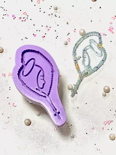R141 Molde de silicone terço nossa senhora chaveiro resina decorar