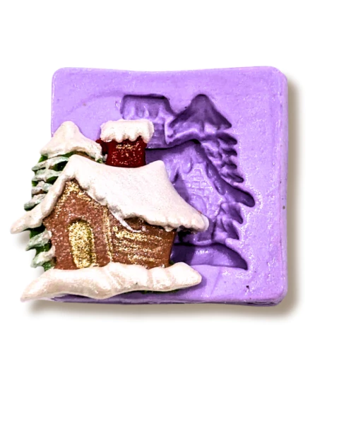 F880 MOLDE DE SILICONE CASINHA DE NATAL CONFEITARIA ARTESANATO