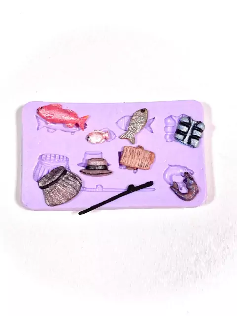 F419 MOLDE DE SILICONE PESCARIA CONFEITARIA BISCUIT