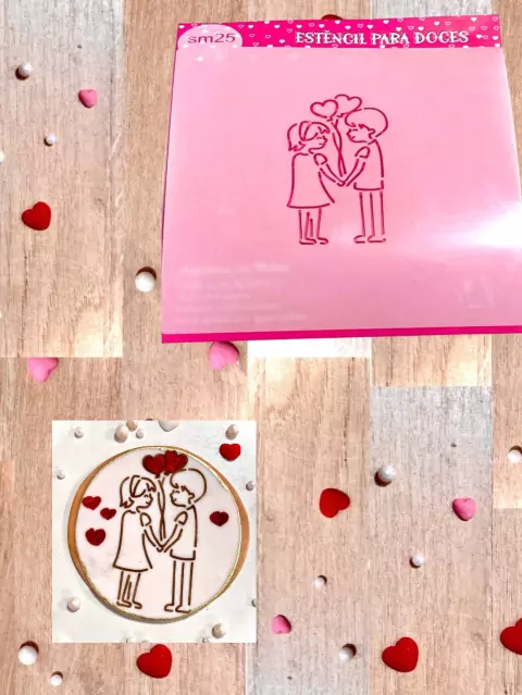 SM25 Estêncil namorados para confeitaria e artesanato.