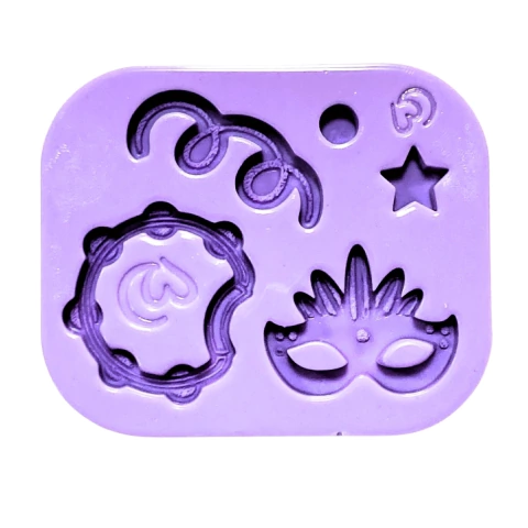 F1845 MOLDE DE SILICONE CARNAVAL MASCARAS CONFEITARIA BISCUIT