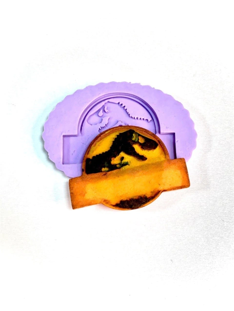 F843 MOLDE DE SILICONE PLACA DINOSSAURO CONFEITARIA ARTESANATO