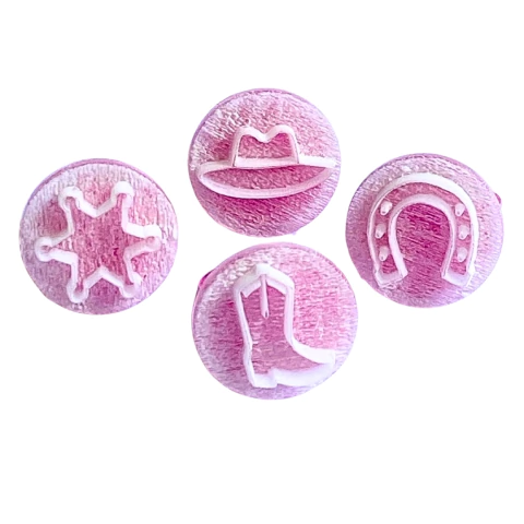 MB23 Kit com 4 marcadores de brigadeiro em acrílico Country confeitaria biscuit sabonete