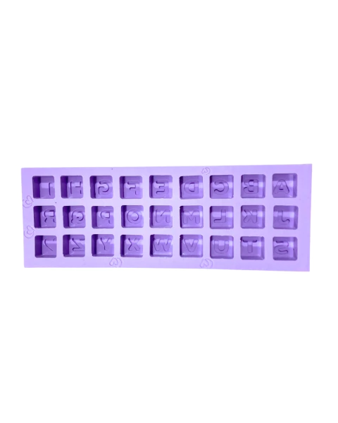 SB27 MOLDE DE SILICONE SABONETE VELA ALFABETO CUBOS