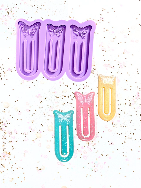 R613 MOLDE DE SILICONE CLIPS BORBOLETAS RESINA DECORAR