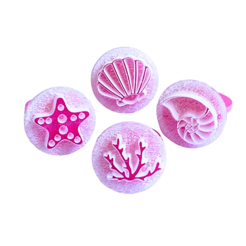 MB21 Kit com 4 marcadores de brigadeiro em acrílico Fundo do Mar confeitaria biscuit sabonete