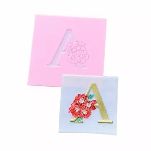 MA8 marcador acrílico letra A florido confeitaria biscuit
