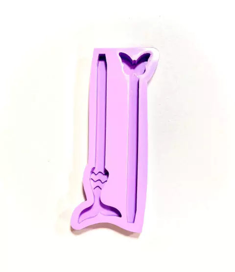 R405 Molde de silicone caneta cauda de sereia e borboleta resina decoração