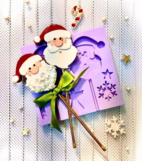 L5 MOLDE DE SILICONE PIRULITO PAPAI NOEL NATAL PARA DECORAR