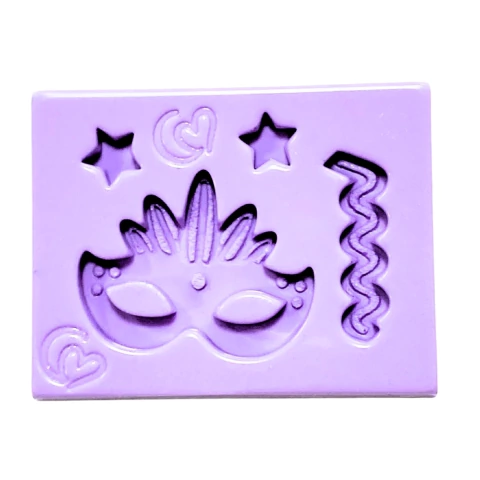 F1844 MOLDE DE SILICONE CARNAVAL MASCARAS CONFEITARIA BISCUIT