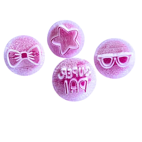 MB37 Kit com 4 marcadores de brigadeiro em acrílico Dia dos Pais confeitaria biscuit sabonete