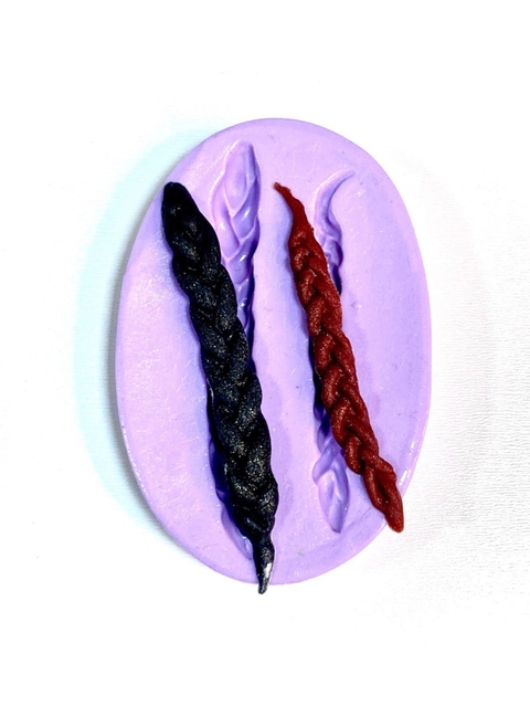 F1061 MOLDE DE SILICONE TRANÇA, CABELO CONFEITARIA BISCUIT