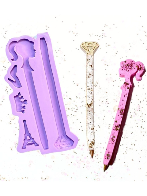R514 MOLDE DE SILICONE BONECA CANETA RESINA DECORAR