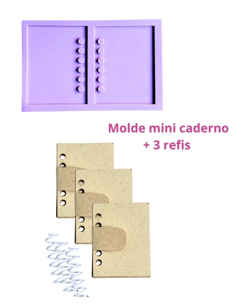 KCD5 Molde de silicone mini caderno Liso + 3 refis mini caderno resina decorar