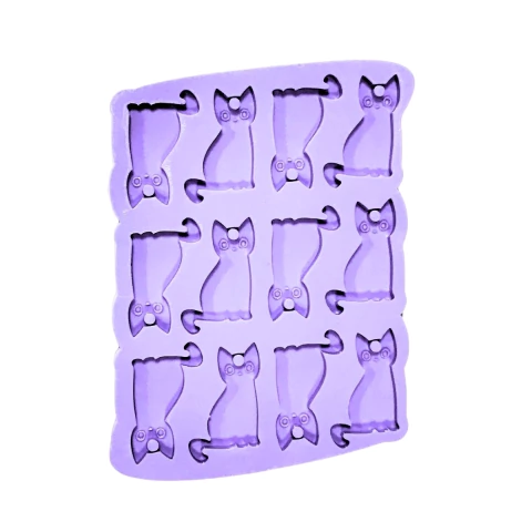 R693 Molde de silicone chaveiro gatinhos resina decorar