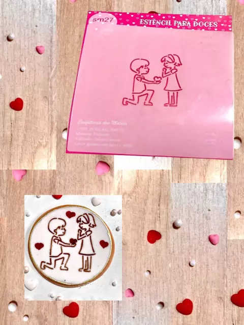SM27 Estêncil namorados para confeitaria e artesanato.
