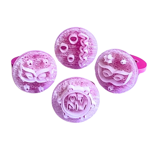 MB29 Kit com 4 marcadores de brigadeiro em acrílico Carnaval confeitaria biscuit sabonete