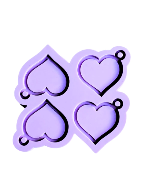 R726 Molde de silicone chaveiro Espelho de bolsa Coração resina decorar