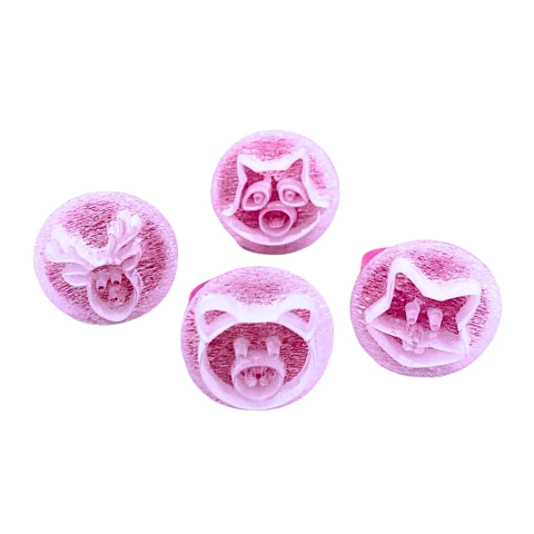 MB43 Kit com 4 marcadores de brigadeiro em acrílico Bosque confeitaria biscuit sabonete