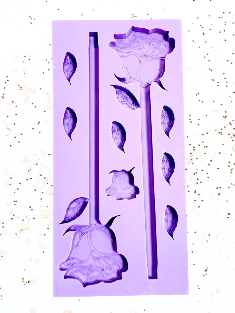 R659 Molde de silicone caneta rosa flor resina decorar