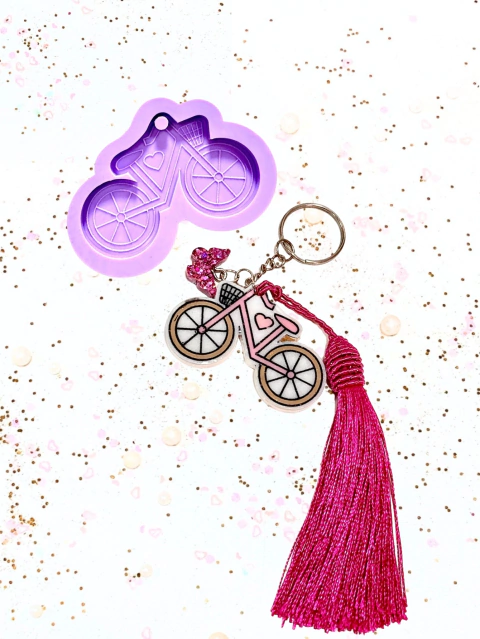 R608 MOLDE DE SILICONE BICICLETA RESINA CHAVEIRO