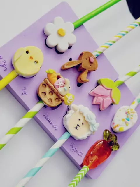 L28 Molde de silicone pirulito coelho páscoa diversos para decorar