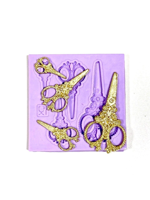 F88 MOLDE DE SILICONE TESOURAS CONFEITARIA BISCUIT