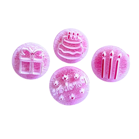 MB19 Kit com 4 marcadores de brigadeiro em acrílico Aniversário confeitaria biscuit sabonete