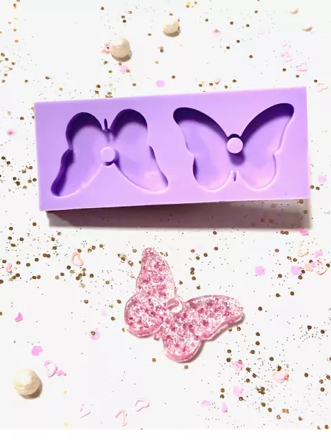 R51 Molde de silicone borboleta chaveiro pingente resina