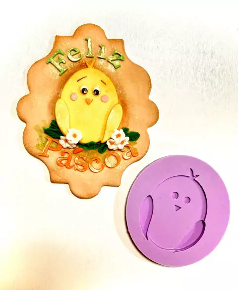 F1228 MOLDE DE SILICONE PÁSCOA PINTINHO CONFEITARIA BISCUIT