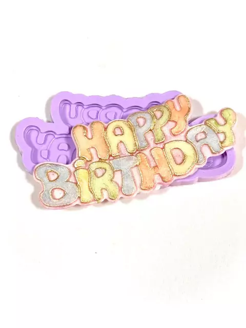 F424 MOLDE DE SILICONE PLACA HAPPY BIRTHDAY BISCUIT